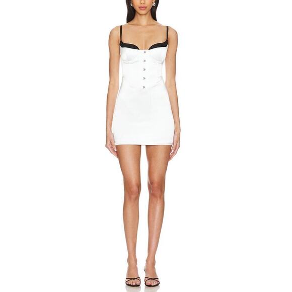 Superdown Livia Mini Dress White Corset Style size Small - Picture 1 of 7